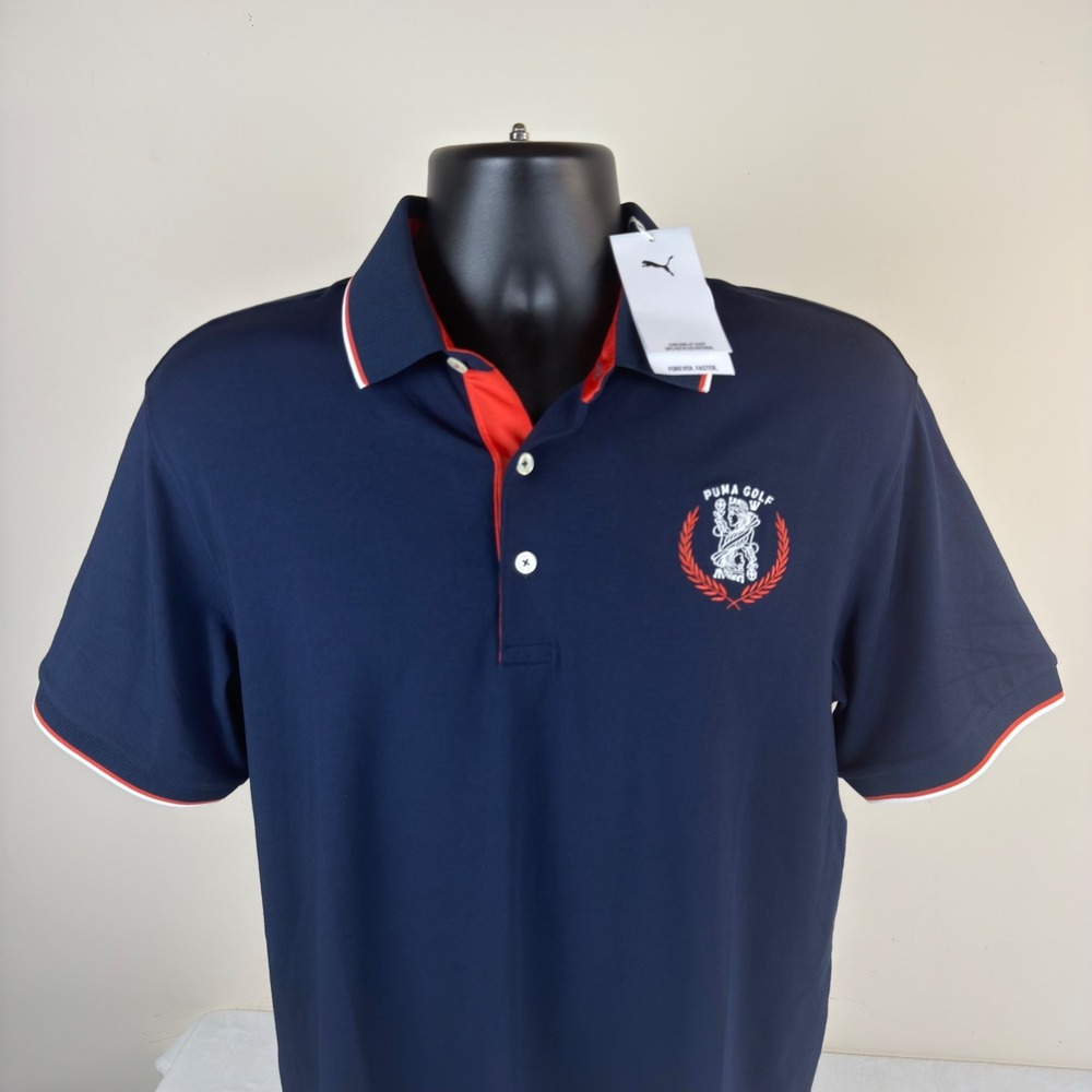 Puma‎ Golf Mens Modalon Queen City Polo Shirt Navy Blue Large 628845-01 NWT